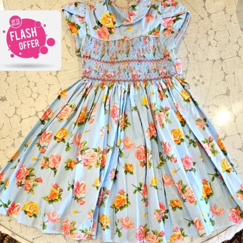 FLASH SALE .Dress "Casinha de Abelha" for girls, 100% cotton-size 3/4